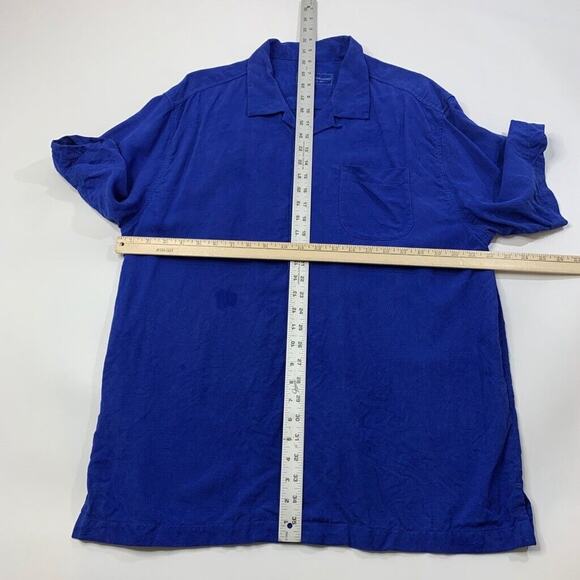 Tommy Bahama Shirt Mens L Large Ocean Blue Silk Short Sleeve Original Fit Hawaii - Picture 7 of 10